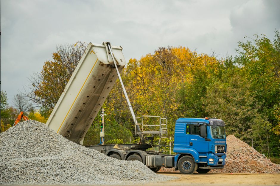 Construction materials being loaded